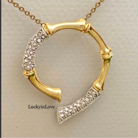 ALEXIS BITTAR • Gold & Silver Crystal Bamboo Solanales Pendant Necklace - Picture 6 of 11